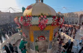 گل آرایی سقاخانه و پنجره فولاد حرم مطهر امام رضا(ع)