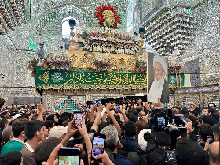 پیکر آیتالله العظمی محمد اسحاق فیاض در کاظمین و کربلا تشییع شد